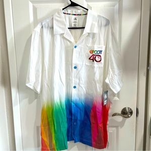 NWT Disney - EPCOT 40 Rainbow Ombré button up short sleeve top - 2X